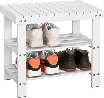 Etagère à Chaussures, Banquette En Bambou Haute De Gamme, Rangement Chaussure, Fsr02-k-w