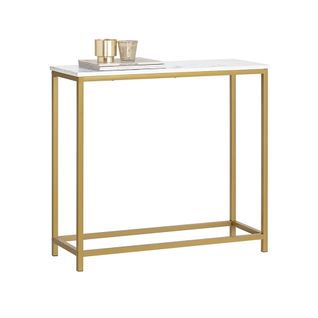 Table Console Table D'appoint Bout De Canapé Table D’entrée Effet Marbre Cadre, Fsb29-g