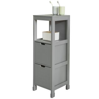 Meuble Demi-colonne Meuble Bas De Salle De Bain Armoire Toilette- 1 Étage Et 2 Tiroirs, Frg127-sg