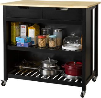 Cuisine Buffet Desserte De Cuisine Table Roulante Avec 2 Tiroirs Et 2 Étagères, Fkw74-sch