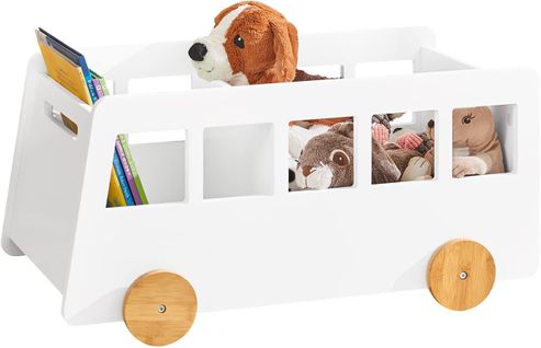 Chariot Bibliothèque Pour Enfants, Coffre à Roulettes, Organisateur Pour Jouets Et Livres, Kmb41-w