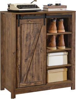 Meuble Bas Meuble Colonne Commode Avec Porte De Grange Coulissante Armoire à Chaussures, Fsb59-n