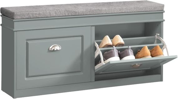 Banc De Rangement à Chaussures Armoire à Chaussures 2 Abattants Avec Coussin Confortable, Fsr64-hg