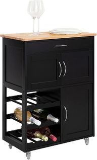 Desserte Chariot De Cuisine De Service Roulant, Meuble Armoire De Rangement Cusine Noir, Fkw45-sch
