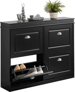 Meuble De Rangement à Chaussures Armoire à Chaussures Commode à Chaussures 4 Abattants, Fsr79-sch
