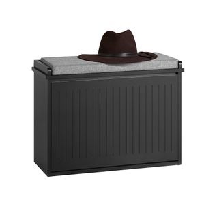 Banc à Chaussures Meuble à Chaussures Avec Assise Coussin Rembourré Et Abattant, Fsr98-sch