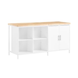 Îlot Central De Cuisine Avec 2 Portes, 4 Compartiments Cubes, Blanc Knl09-wn