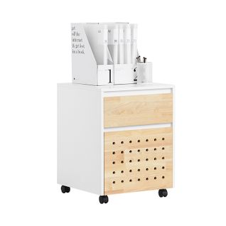 Caisson De Bureau à Roulettes Avec Tiroirs, Meuble De Rangement Bureau, 45x45x59 Cm, Blanc