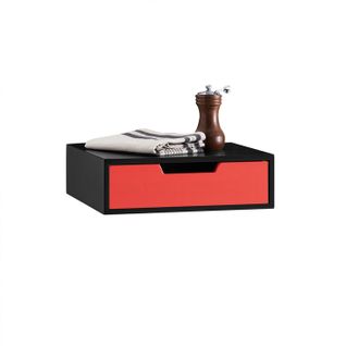 Boîte De Rangement En Bambou Pour Capsules De Café Et Thé, Avec Tiroir, L30xp31xh9cm, Rouge