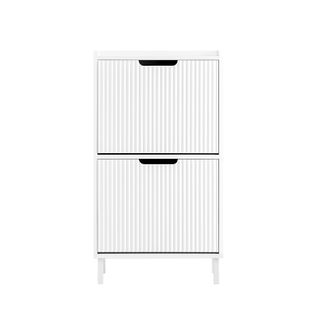 Fsr177-w Armoire à Chaussures 4 Portes Abattantes En Blanc, Rangement Pratique Et Élégant