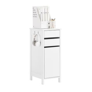 Caisson Bureau, Organiseur Avec 2 Tiroirs Et 1 Porte, Pour Bureau, Salon, Chambre, Blanc 32x40x76cm
