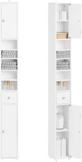 Colonne Salle De Bain, Armoire Étroite Avec 1 Tiroir, 2 Portes, Blanc ,BZr167-gw