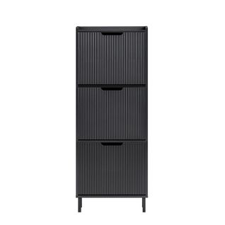 Fsr177-h-sch Armoire à Chaussures 3 Portes Abattantes En Bois Noir