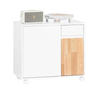 Caisson De Bureau à Roulettes Avec Tiroirs, Organiseur Et Support Imprimante, 65x58x35cm