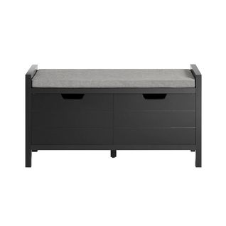 Banc De Rangement à Chaussures Avec Un Tiroir Noir 91x30x50cm Fsr63-ii-sch