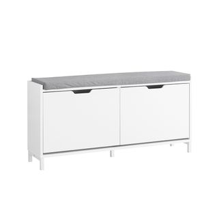 Banc De Rangement à Chaussures Avec 2 Portes Blanc 105x24x52cm Fonctionnel Fsr151-l-w