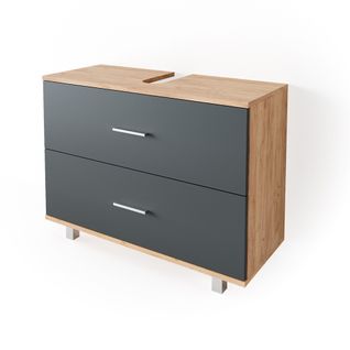 Meuble Sous Vasque Simple Ilias 34586 Anthracite/chêne Doré 80x60.8cm