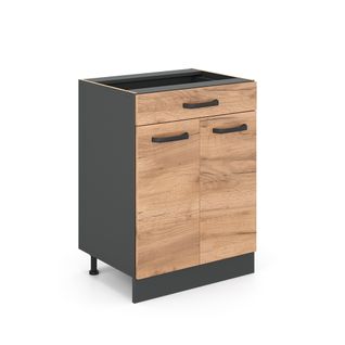 Meuble Cuisine R-line, Chêne De Force Doré, 60cm Avec Tiroir