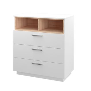 Commode Avec Tiroirs Beatrice, Blanc, 79.6x88cm Avec 3 Tiroirs Larges