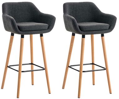 Lot De 2 Tabourets De Bar Grant En Tissu Gris Clair