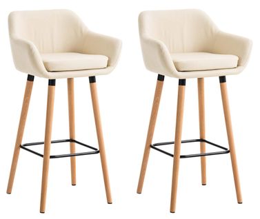Lot De 2 Tabourets De Bar Grant En Similicuir Crème