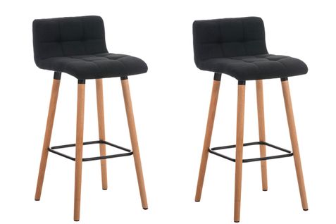 Lot De 2 Tabourets De Bar Lincoln V2 Tissu Noir /nature