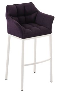 Tabouret De Bar Damaso En Tissu Avec 4 Pieds Violet/blanc