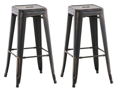 Lot De 2 Tabourets De Bar Joshua Noir-or