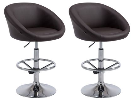 Lot De 2 Tabourets De Bar Miami V2 Similicuir Marron
