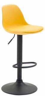 Tabouret De Bar Kiel Similicuir Et Coque En Plastique Jaune/noir