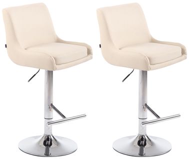 Lot De 2 Tabourets De Bar Club En Similicuir Crème/chrome