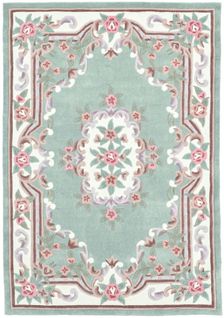 Tapis Tufté Main Avec Bordure En Design Aubusson - Ming 240x340 Cm - Vert