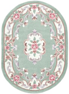 Tapis Tufté Main Avec Bordure En Design Aubusson - Ming 120x170 Cm - Vert