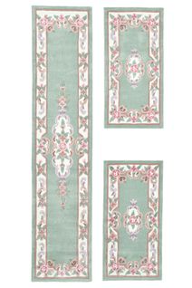 Tapis Tufté Main Avec Bordure En Design Aubusson - Ming 70x600 Cm - Vert