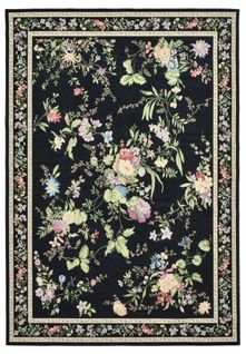 Tapis Floral Tissé Plat Flomi 70x120 Cm - Noir