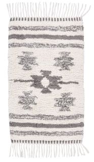 Tapis De Bain Lavable à Franges  Ethno Bath 70x120 Cm - Blanc