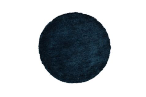 Tapis Shaggy Uni Cozy Diam 100 Cm - Bleu Pétrole