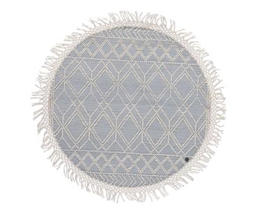 Tapis Scandinave Tissé Main Colored Macramé 140x140 Cm - Bleu