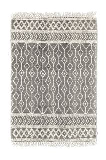 Tapis Scandinave Tissé Main Colored Macramé 190x290 Cm - Gris