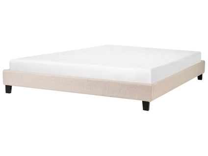 Lit Sans Tête De Lit Tissu Roanne 180 X 200 Cm Beige