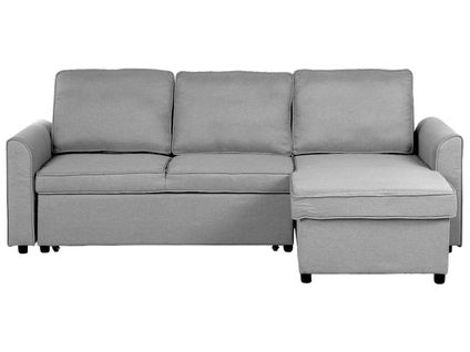Canapé Angle Côté Gauche Convertible En Tissu Gris Clair 3 Places Nesna