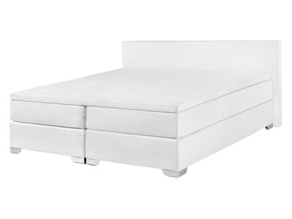 Lit Boxspring En Cuir Pu Blanc 140 X 200 Cm President