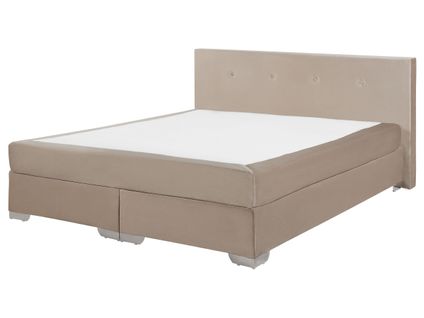 Lit Boxspring En Velours Beige 160 X 200 Cm Consul