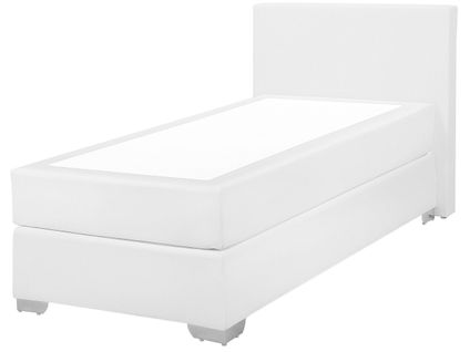 Lit Boxspring En Cuir Pu Blanc 90 X 200 Cm President