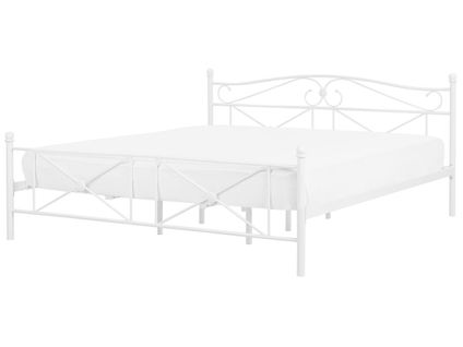 Lit Double En Métal Blanc 180 X 200 Cm Rodez