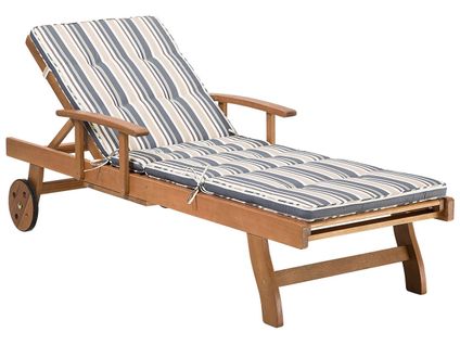 Chaise Longue Avec Coussin Bois Bleu Foncé Java