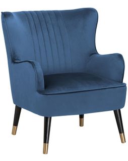 Velours Fauteuil Bleu Foncé Varberg