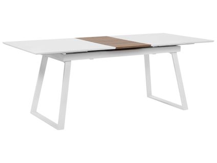 Table 160 X 90 Cm Plateau Extensible Blanc Et Bois Clair Kaluna