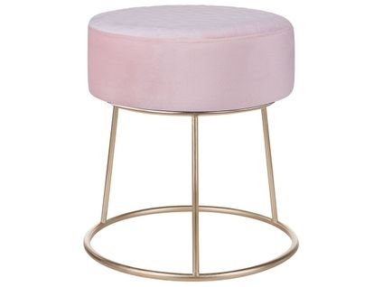 Petit Tabouret En Velours Rose Delco