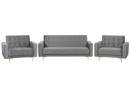 Ensemble De Salon 5 Places Aberdeen Velours Gris